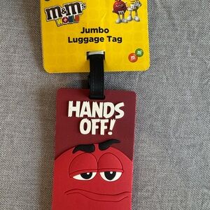 M&M'S Red 'Hands Off!' Jumbo Luggage Tag